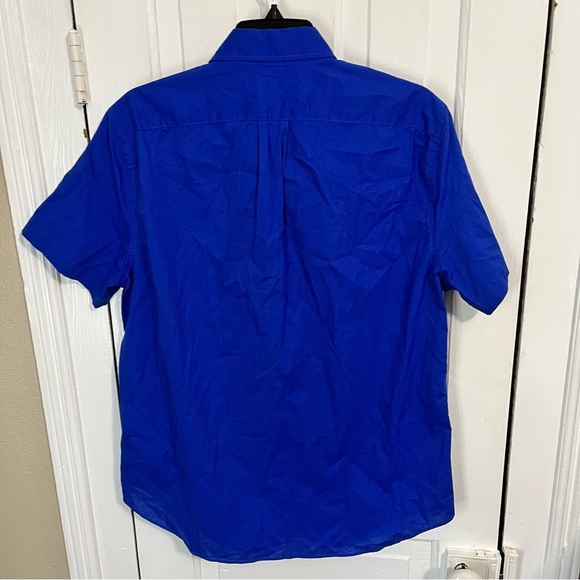 J. Crew Men’s Short Sleeve Slub Cotton Button Up Shirt Blue Medium X2 - Picture 5 of 7